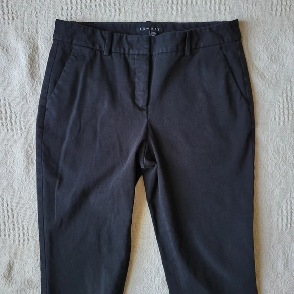 Theory Straight Leg Cotton Blend Business Trouser Pant - Picture 4 of 12